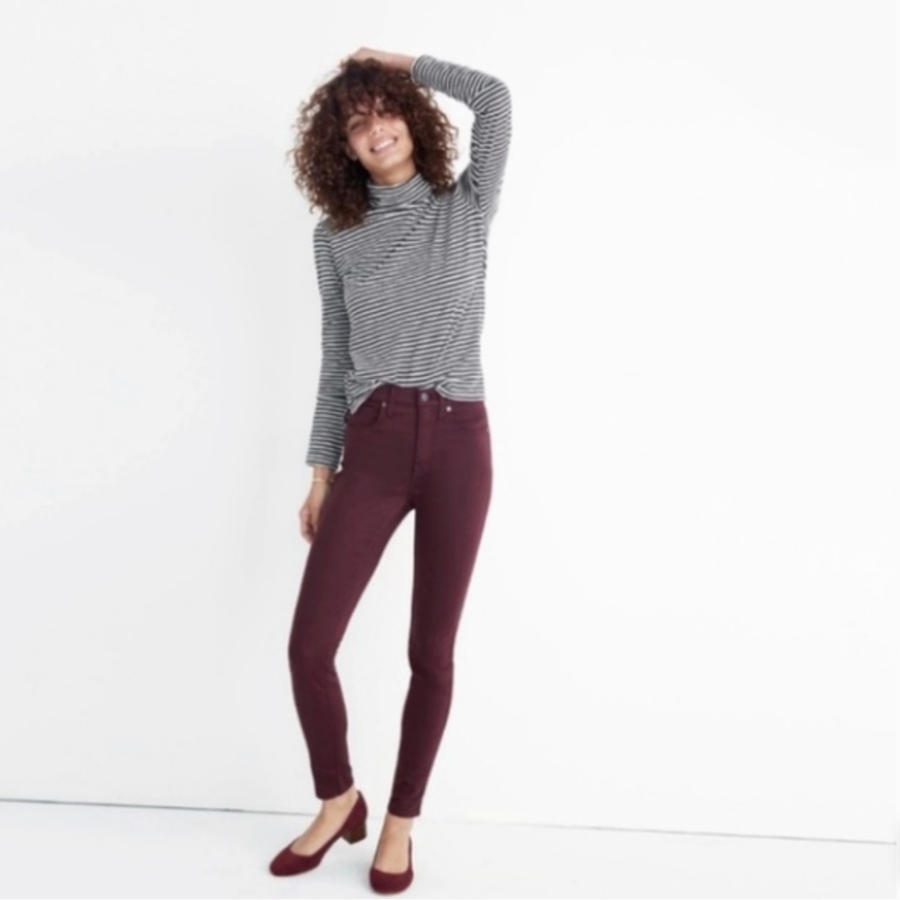 Madewell 9" High Riser Skinny Maroon Jeans Size 27